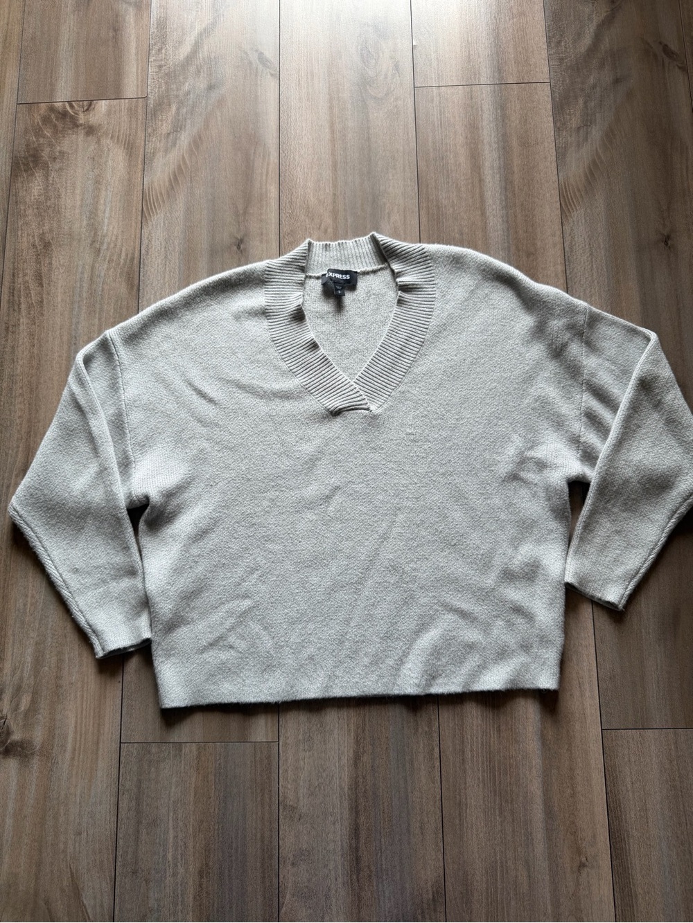 Express Women's V-Neck Sweater in Light Beige